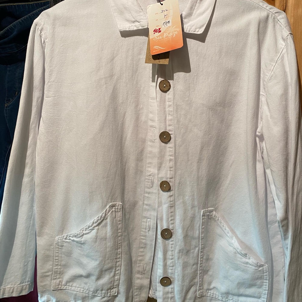 White linen/twill Jacket - Picture 2 of 9